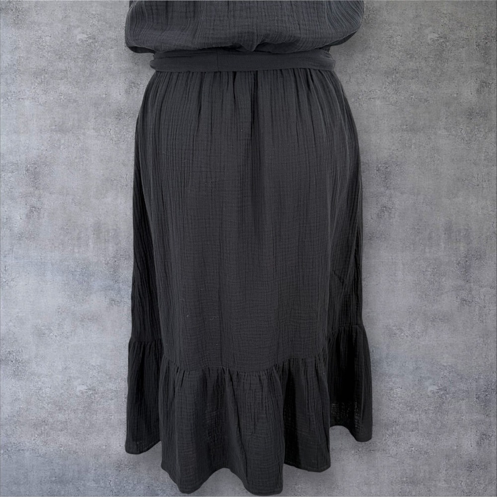 Evereve Gigi Gauze Tie Dress Midi Sundress Sleeveless Black XL NWT - Picture 9 of 14